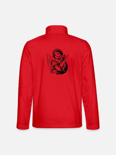 Ange avec chat – Illustration vintage de chérubin - Veste en tissu softshell Unisexe - rouge - Dos