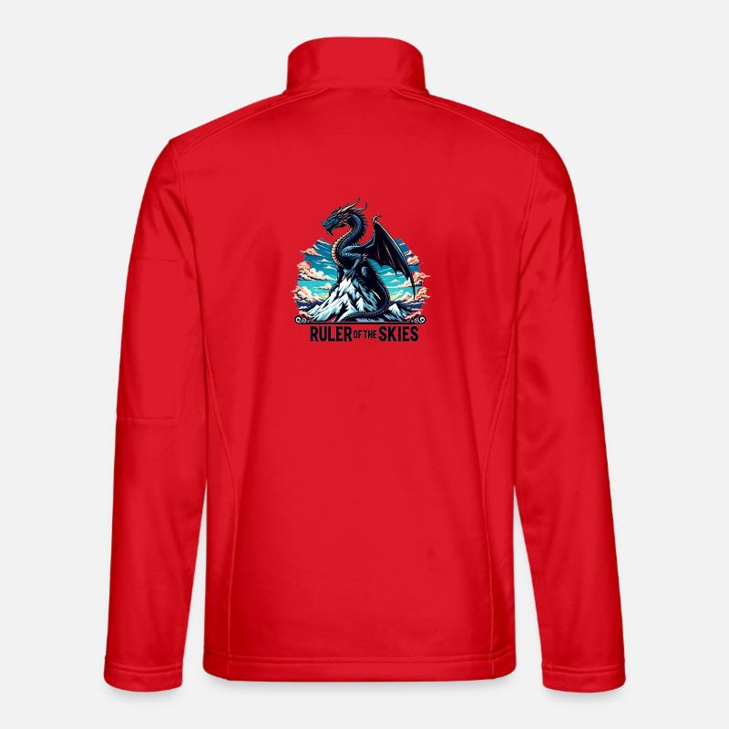 Dragon sky over mountain range - Unisex Softshell Jacket - red