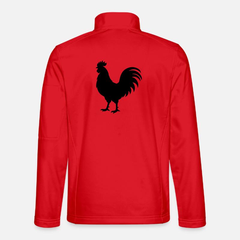 Rooster Silhouette - Unisex Softshell Jacket - red