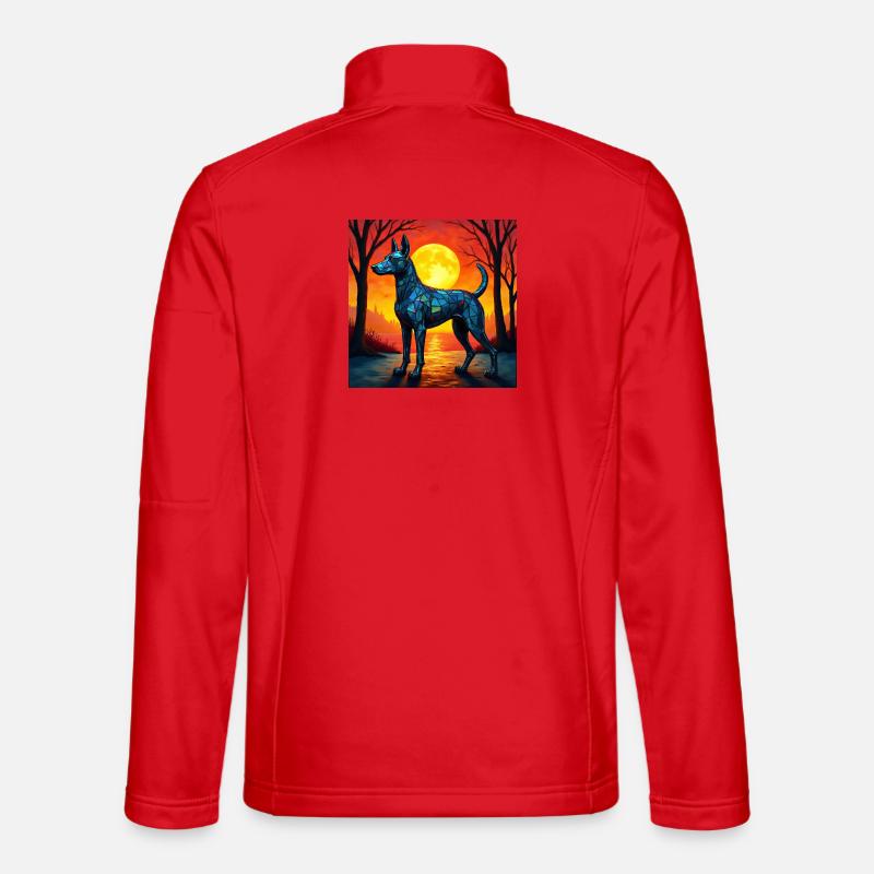 Moonlit Night Polygon Wolf - Unisex Softshell Jacket - red