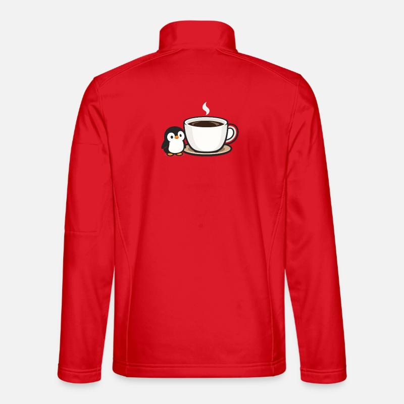 Pingouin à café avec design de tasse Veste en tissu softshell Unisexe