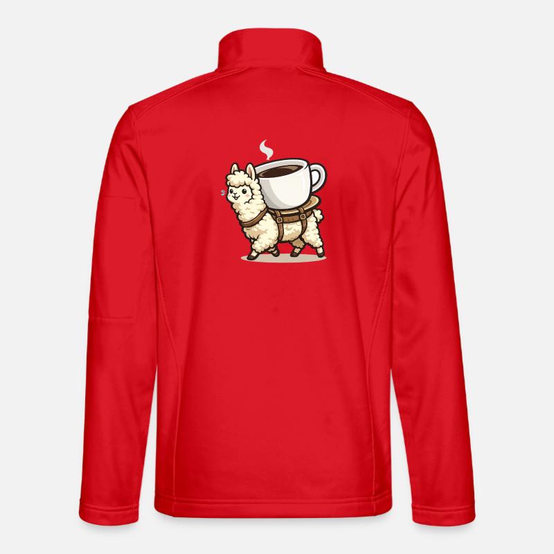 Coffee Llama Carrying Design - Unisex Softshell Jacket - red