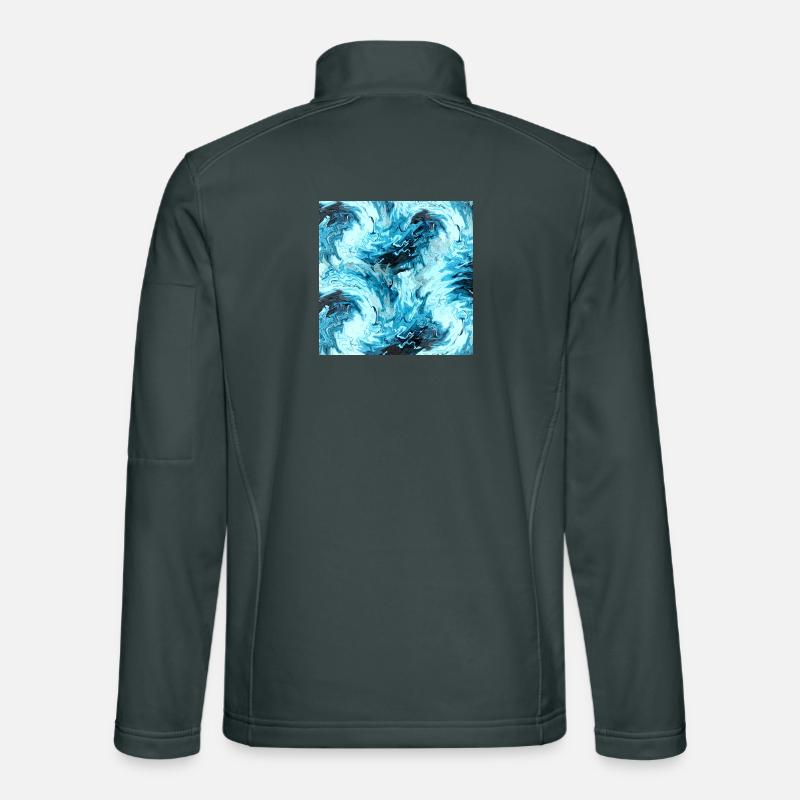 Aqua Marble Pattern Waves Unisex Softshell Jacket