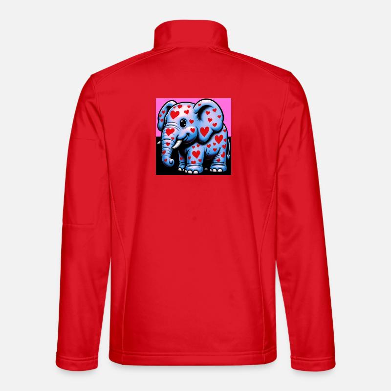 Elefant mit Herz und Herzen - Unisex Softshelljacke - Rot