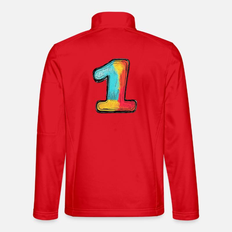 1 Zahl Bunt - Unisex Softshelljacke - Rot