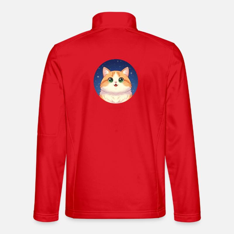 Starry Night Kitten - Unisex Softshell Jacket - red