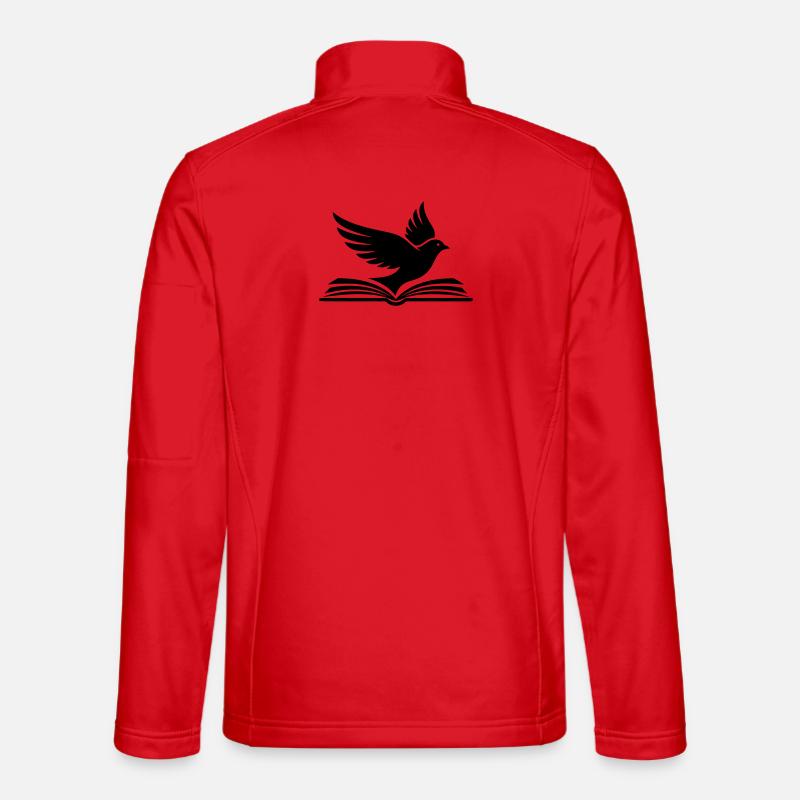  Buch Vogel Silhouette Schwarz - Unisex Softshelljacke - Rot
