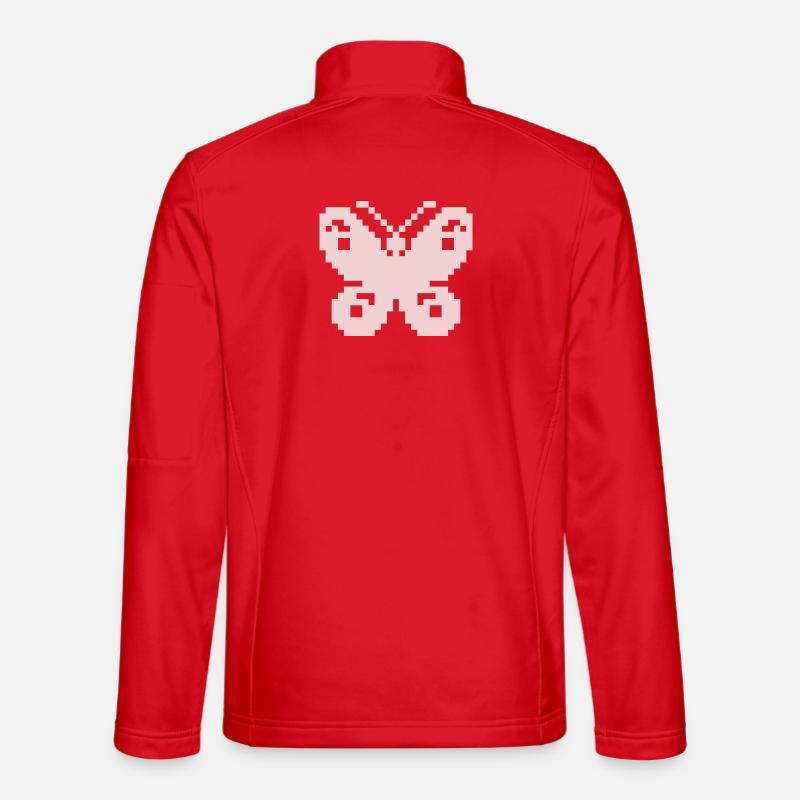 Pixel Pink Butterfly - Unisex Softshell Jacket - red