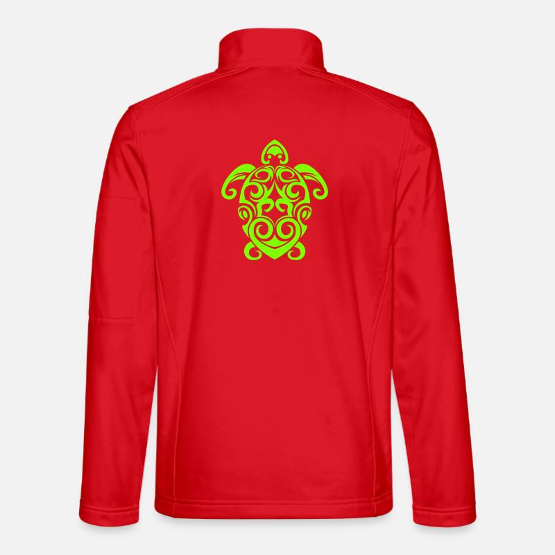 Glowing Turtle Tribal Pattern - Unisex Softshell Jacket - red