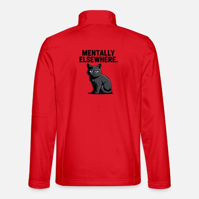 Mentally Elsewhere Cat Tee - Unisex Softshell Jacket - red