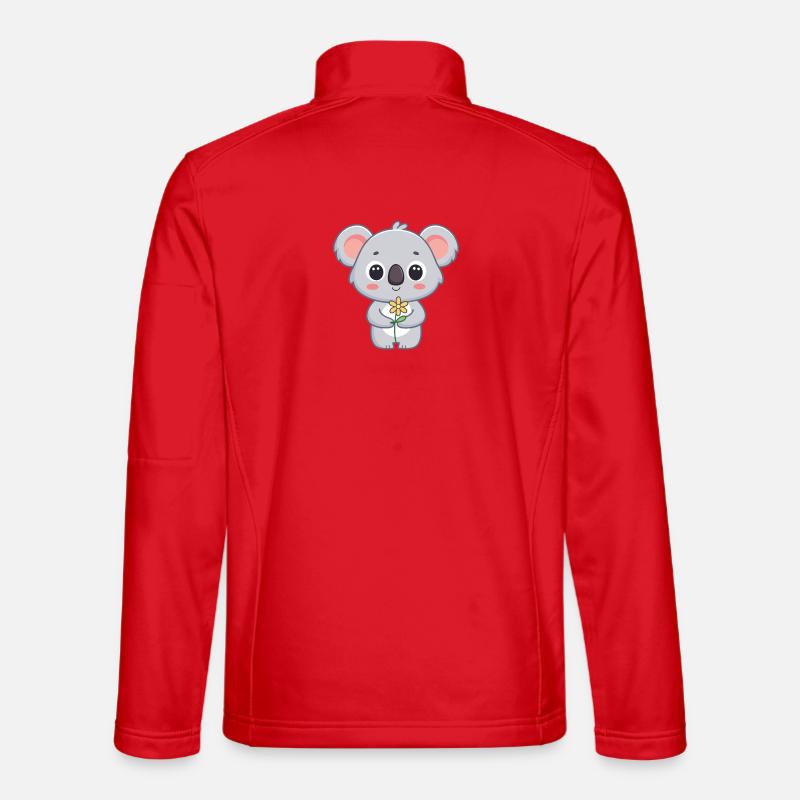 Cute Koala and Bright Flower - Unisex Softshell Jacket - red