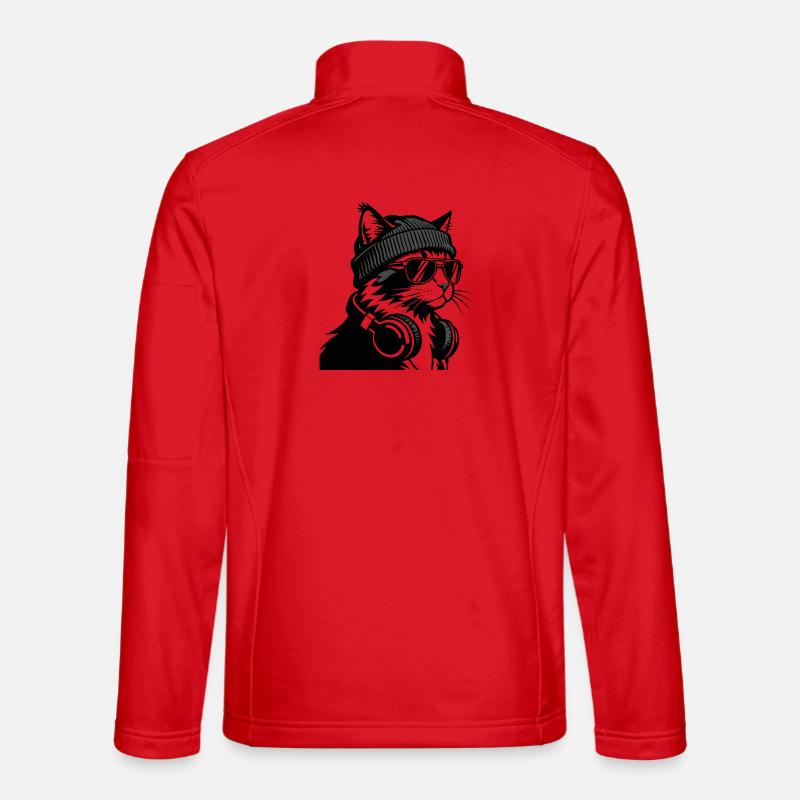 Cat DJ Cozy Black Knit - Softshelljacka unisex - röd
