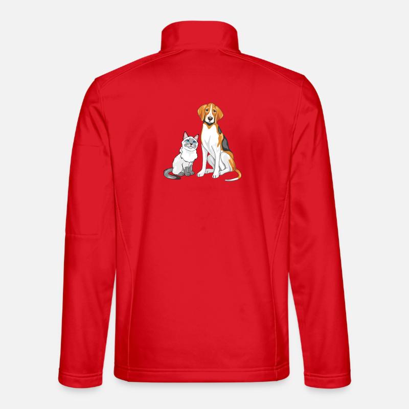 Siamese_cat_and_Foxhound_are_best_friends - Unisex Softshelljacke - Rot