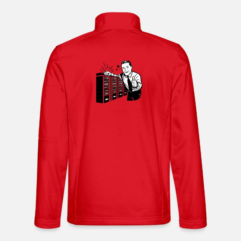 Retro IT Admin Smiling – Vintage Tech Support Unisex Softshell Jacket