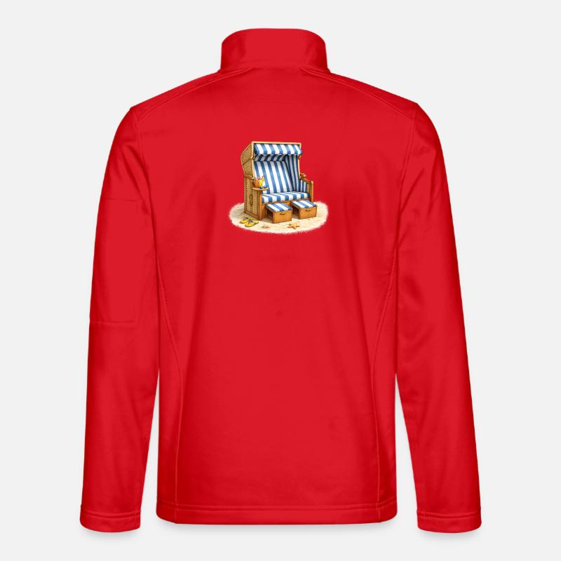Strandkorb im Sand mit Sommerdrink  - Unisex Softshelljacke - Rot