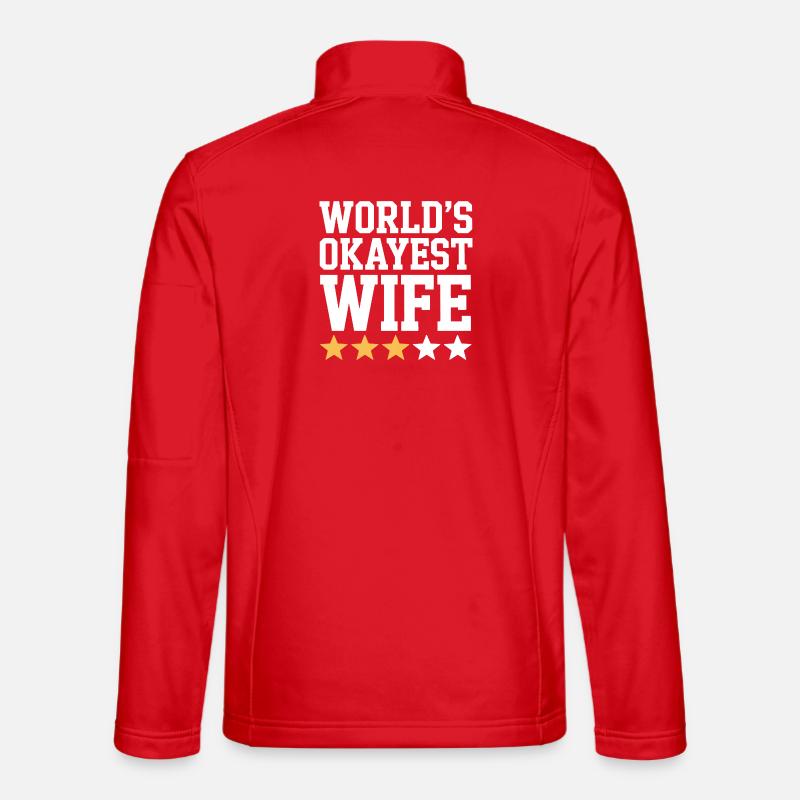 World's Okayest Wife Tee - Unisex Softshell Jacket - red