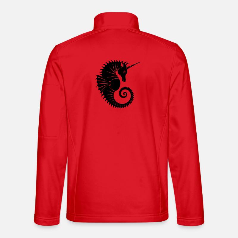 Einhorn-Seepferdchen – Mystisches Meerwesen - Unisex Softshelljacke - Rot
