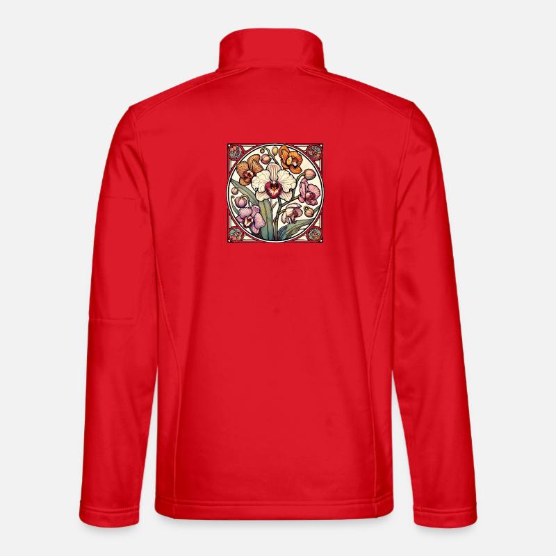 Orchideen-Buntglas-Kreis - Unisex Softshelljacke - Rot