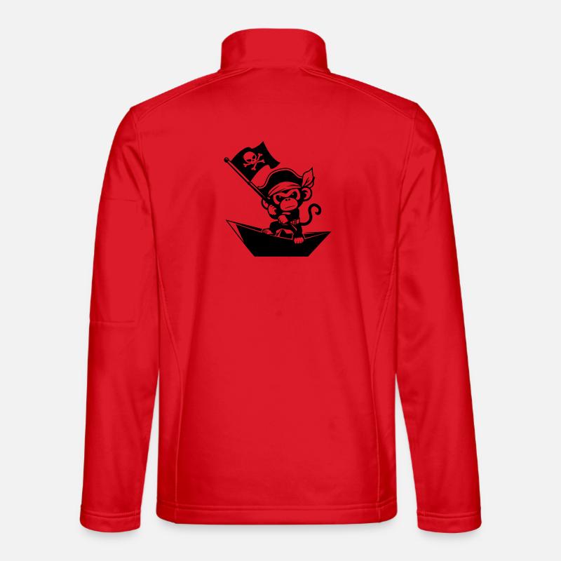 Pirat Affe im Papierboot Unisex Softshelljacke