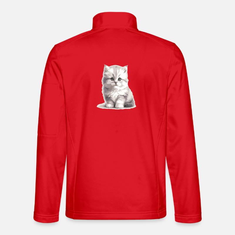Flauschiges Kätzchen Porträt - Unisex Softshelljacke - Rot