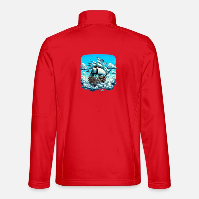 Piratenschiff über Wolkenmeer - Unisex Softshelljacke - Rot