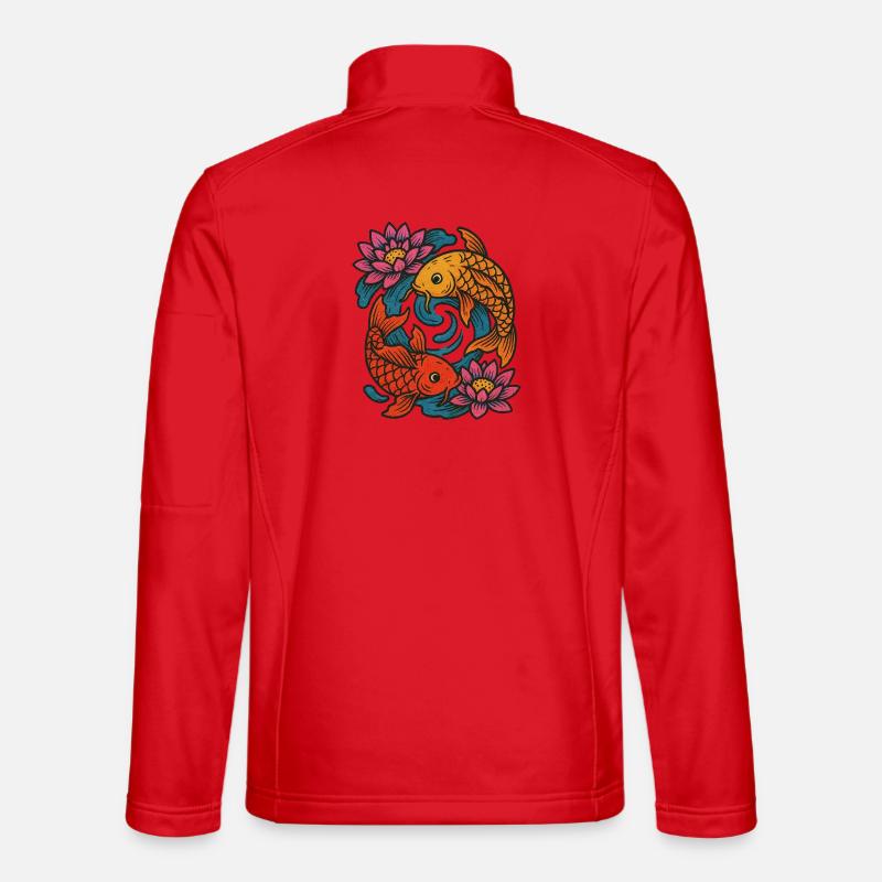 Koi and Lotus Circular Design - Unisex Softshell Jacket - red