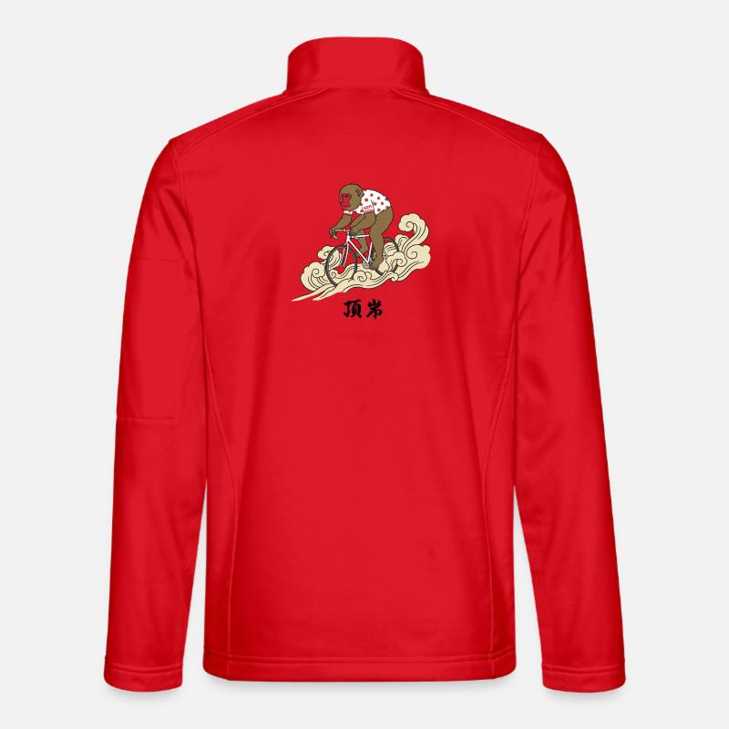 KOM-Affen-Radfahrer auf Wellenbrüchen - Unisex Softshelljacke - Rot