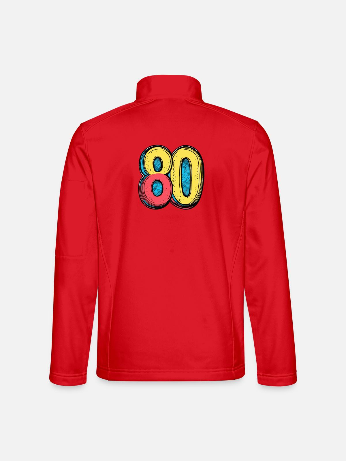 80 Zahl Bunt - Unisex Softshelljacke - Rot - Hinten