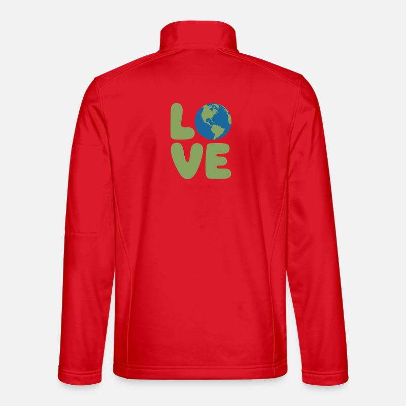 Earth Love Globe Logo - Unisex Softshelljacke - Rot