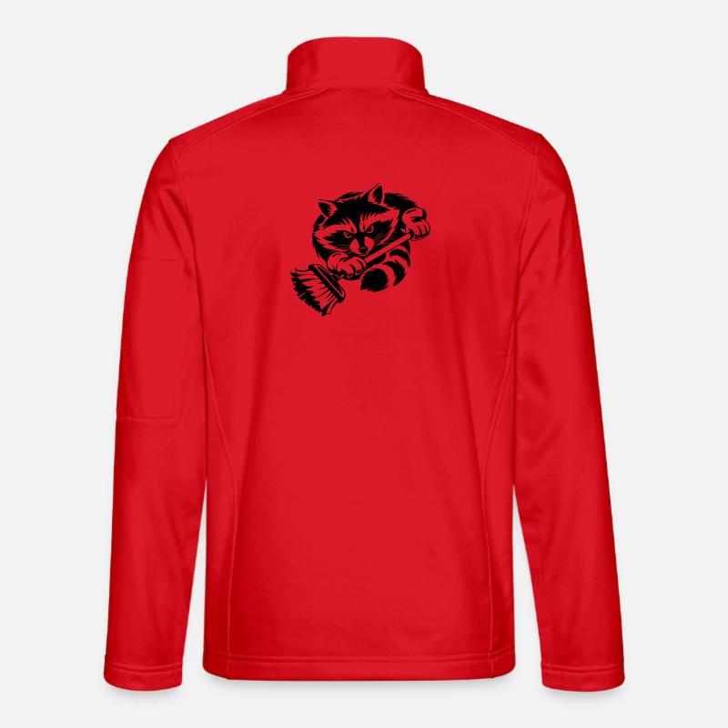 Waschbär mit Wischmopp – Putzprofi - Unisex Softshelljacke - Rot