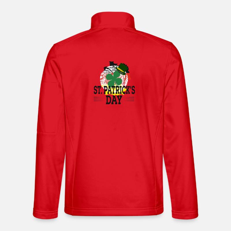 St Patrick's Day Shamrock Hat Graphic - Unisex Softshell Jacket - red