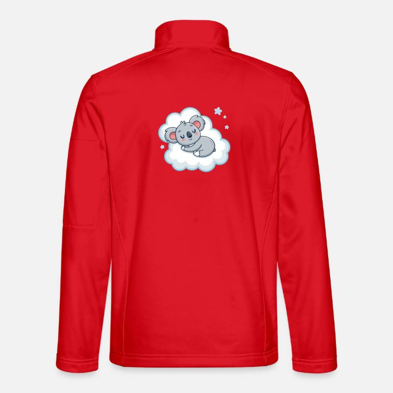 Dreamy Koala on Blue Cloud - Unisex Softshell Jacket - red