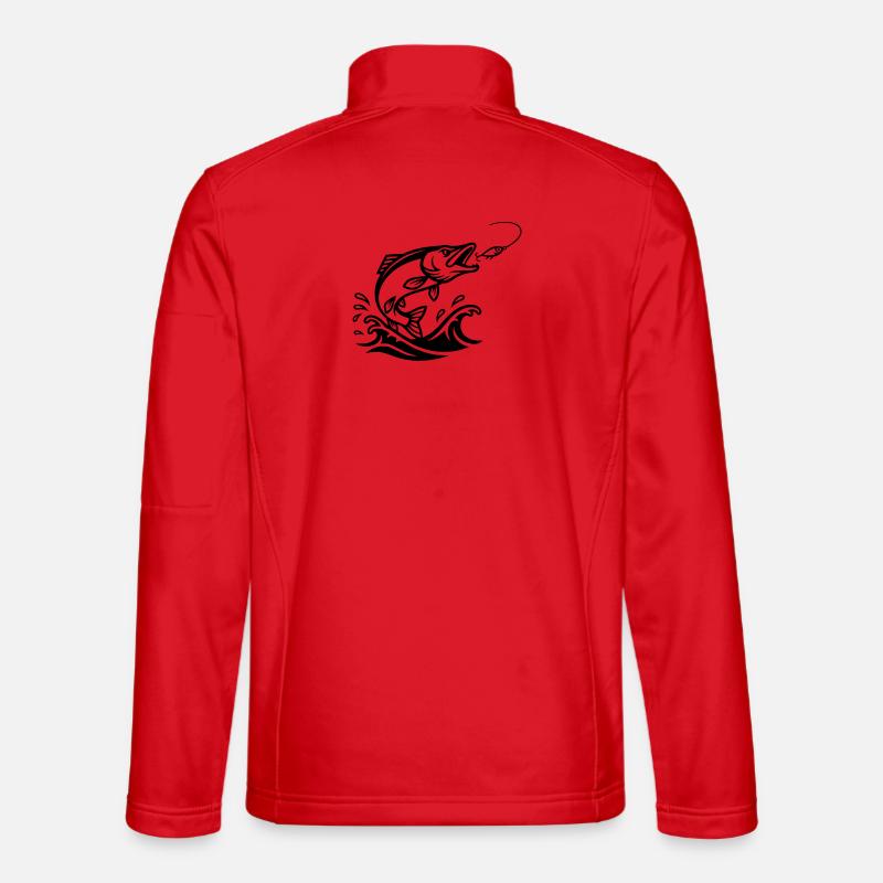 Pike Predator Black Outline - Unisex Softshell Jacket - red