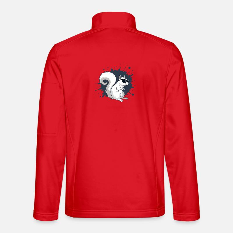 Chic White Squirrel with Black Glasses - Unisex Softshell Jacket - red