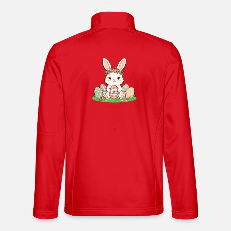 Osterhäschen mit Blütenkranz - Unisex Softshelljacke - Rot
