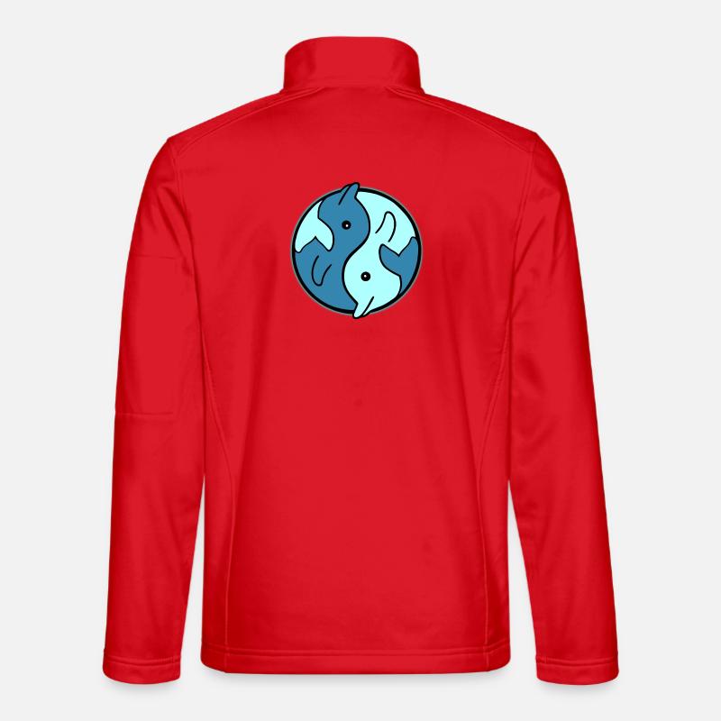 Dolphins YinYang Circle Design - Unisex Softshell Jacket - red