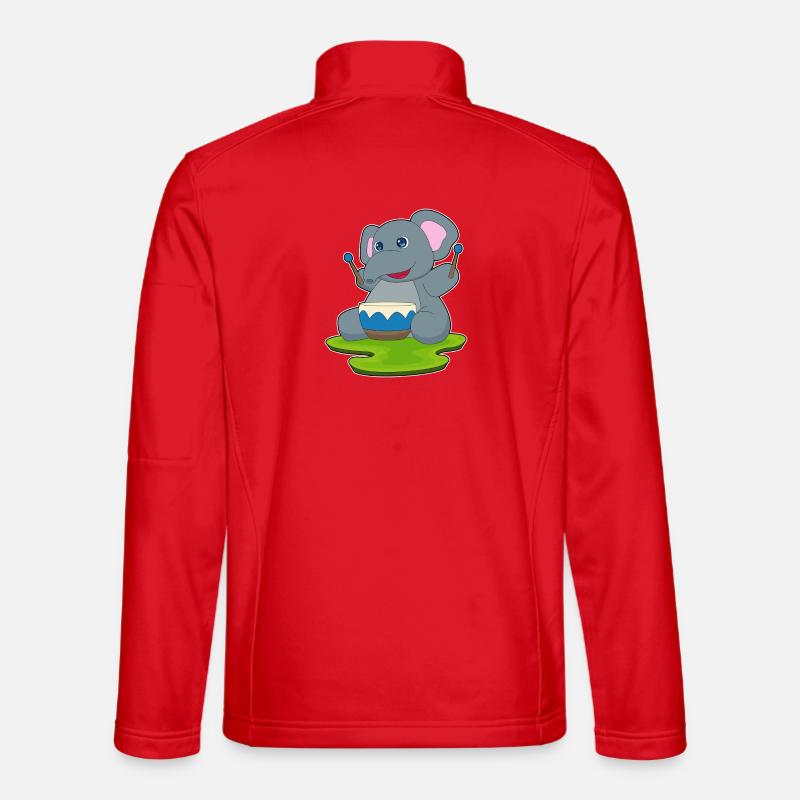 Elephant Musician Drum Music - Unisex Softshell Jacket - red