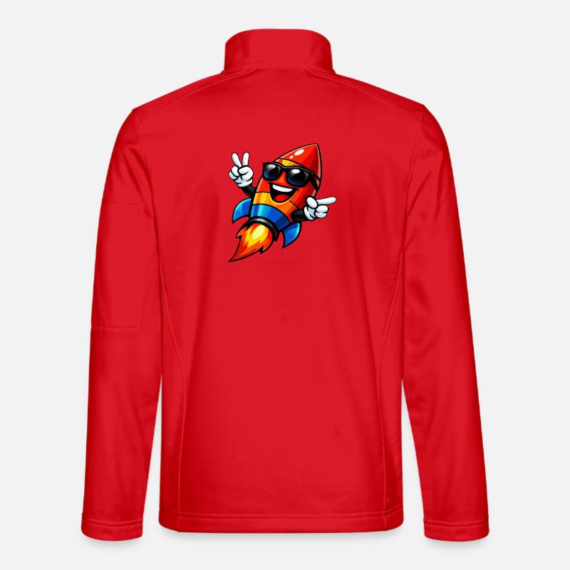 Fröhliche Rocket mit Sonnenbrille - Unisex Softshelljacke - Rot