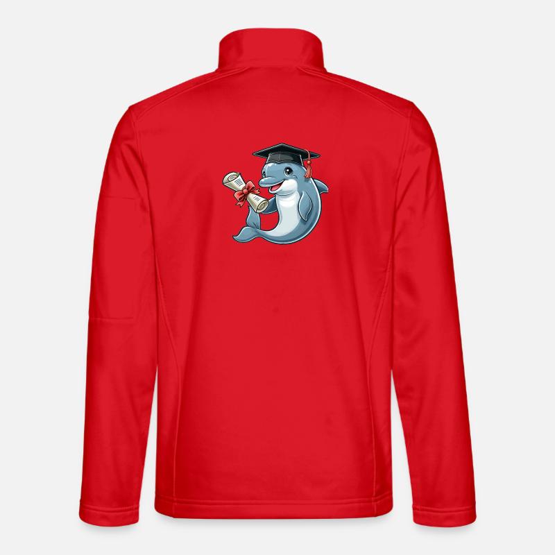 Dolphin with cap and diploma - Unisex Softshell Jacket - red