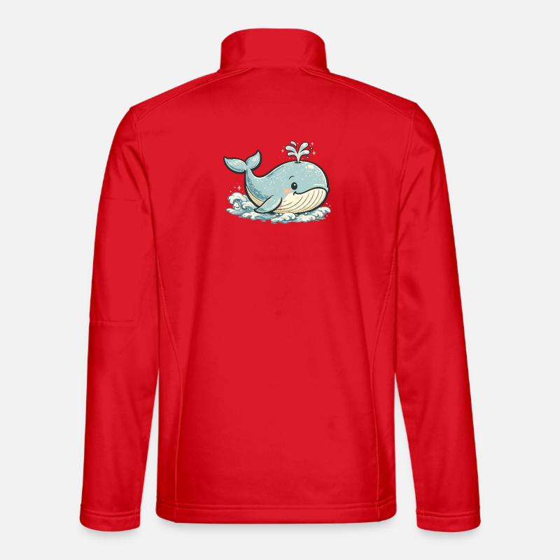 Small Blue Whale Splash Animal - Unisex Softshell Jacket - red