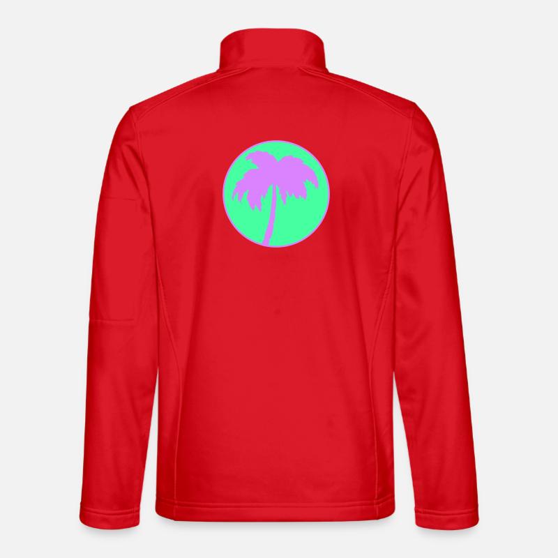 Neon Palm Tree Circle Silhouette Unisex Softshell Jacket
