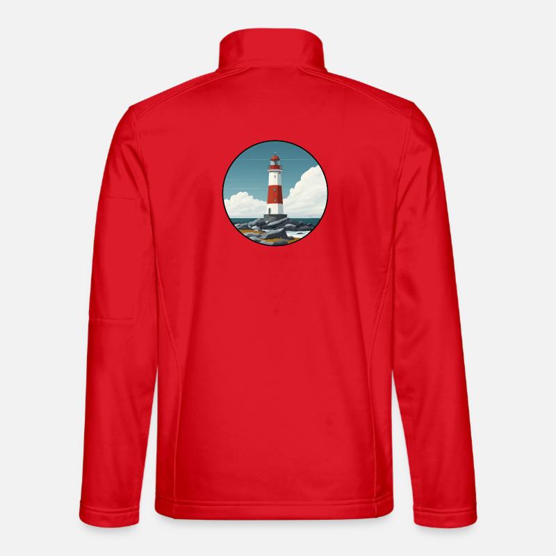 Breton lighthouse on the rocky coast - Unisex Softshell Jacket - red