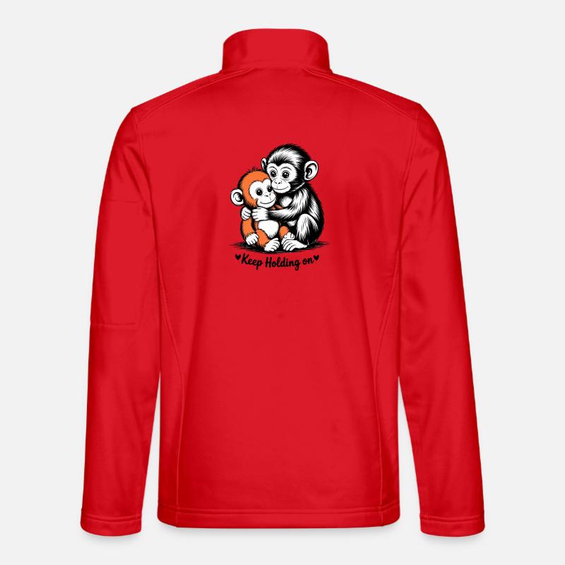 Umarmendes Affen-Duo - Unisex Softshelljacke - Rot
