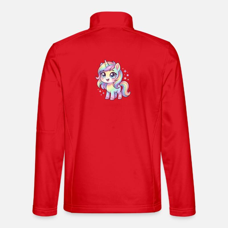 Pastel Rain Unicorn Chibi Unisex Softshell Jacket