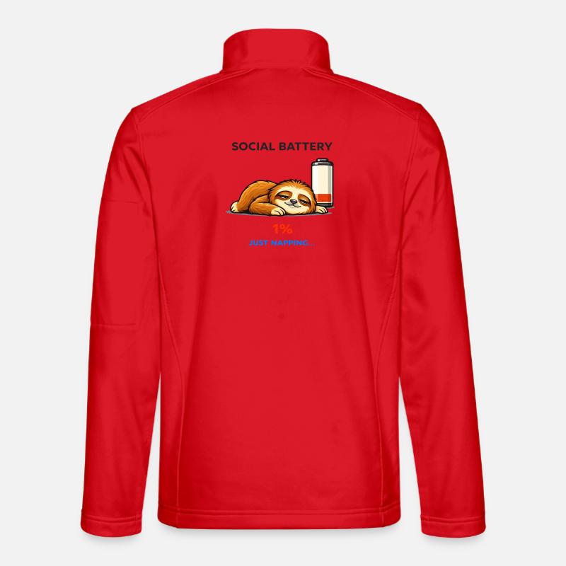 Social Battery 1% Just Napping - Unisex Softshell Jacket - red