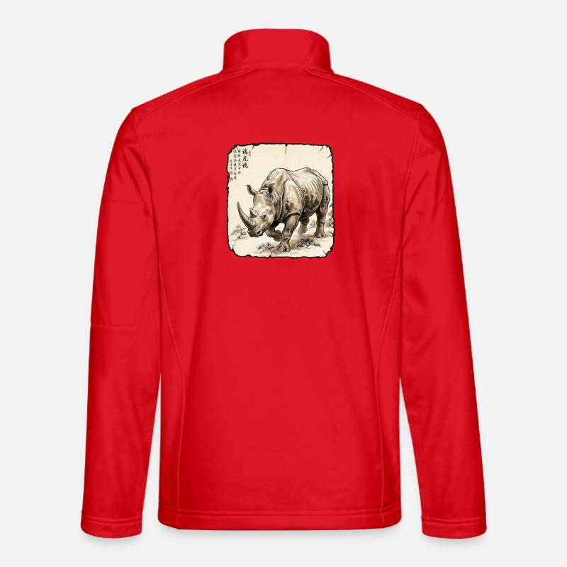 Nashorn Asiatisch Rhinozeros - Unisex Softshelljacke - Rot
