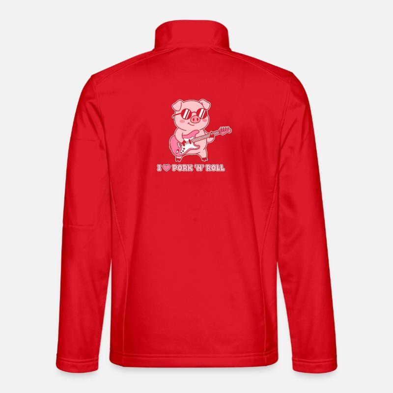 Pork n' Roll Pig Guitar - Unisex Softshell Jacket - red