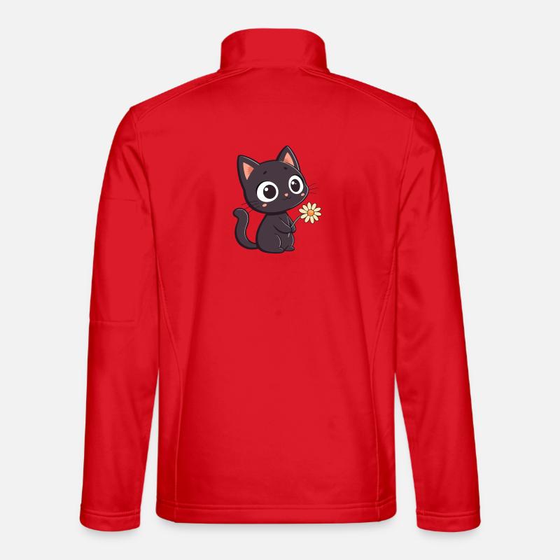 Black cat and daisy - Unisex Softshell Jacket - red