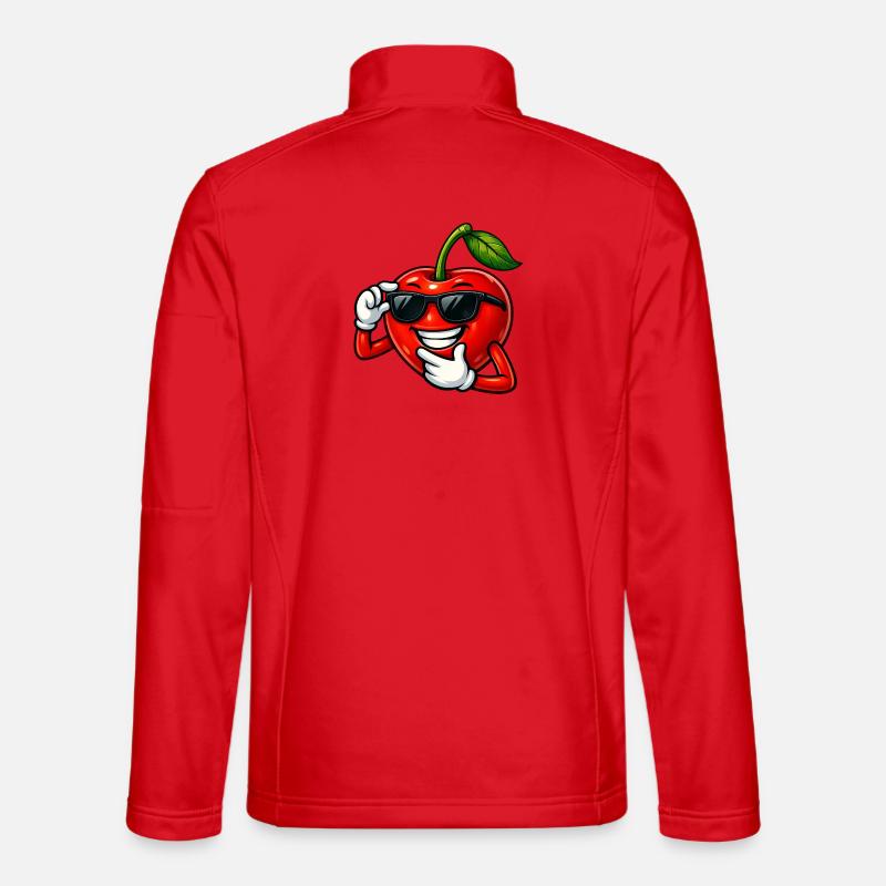 Cool Cherry Cartoon Comic Fruit Design - Unisex Softshell Jacket - red