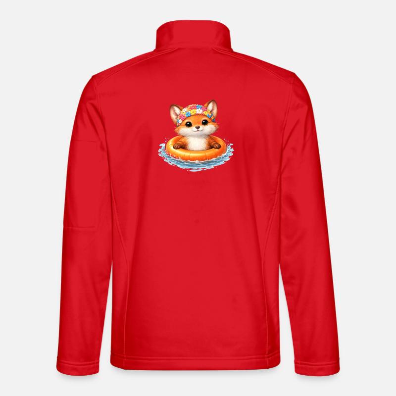 Süßer Fuchs mit Schwimmring  - Unisex Softshelljacke - Rot